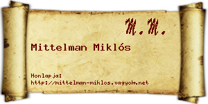 Mittelman Miklós névjegykártya